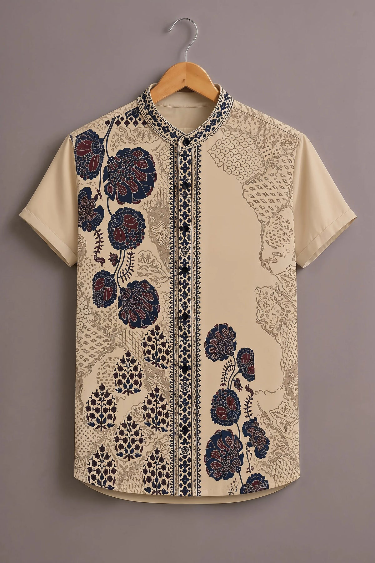 cream flower print shirt