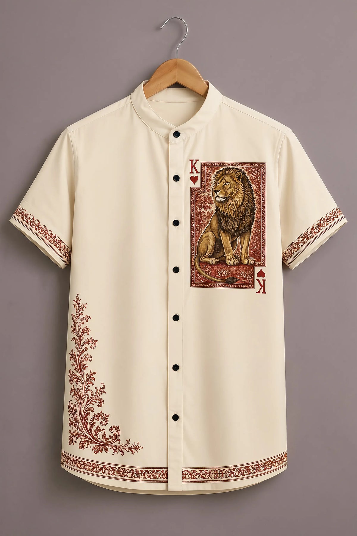 Men's Royal Lion Card Art Shirt