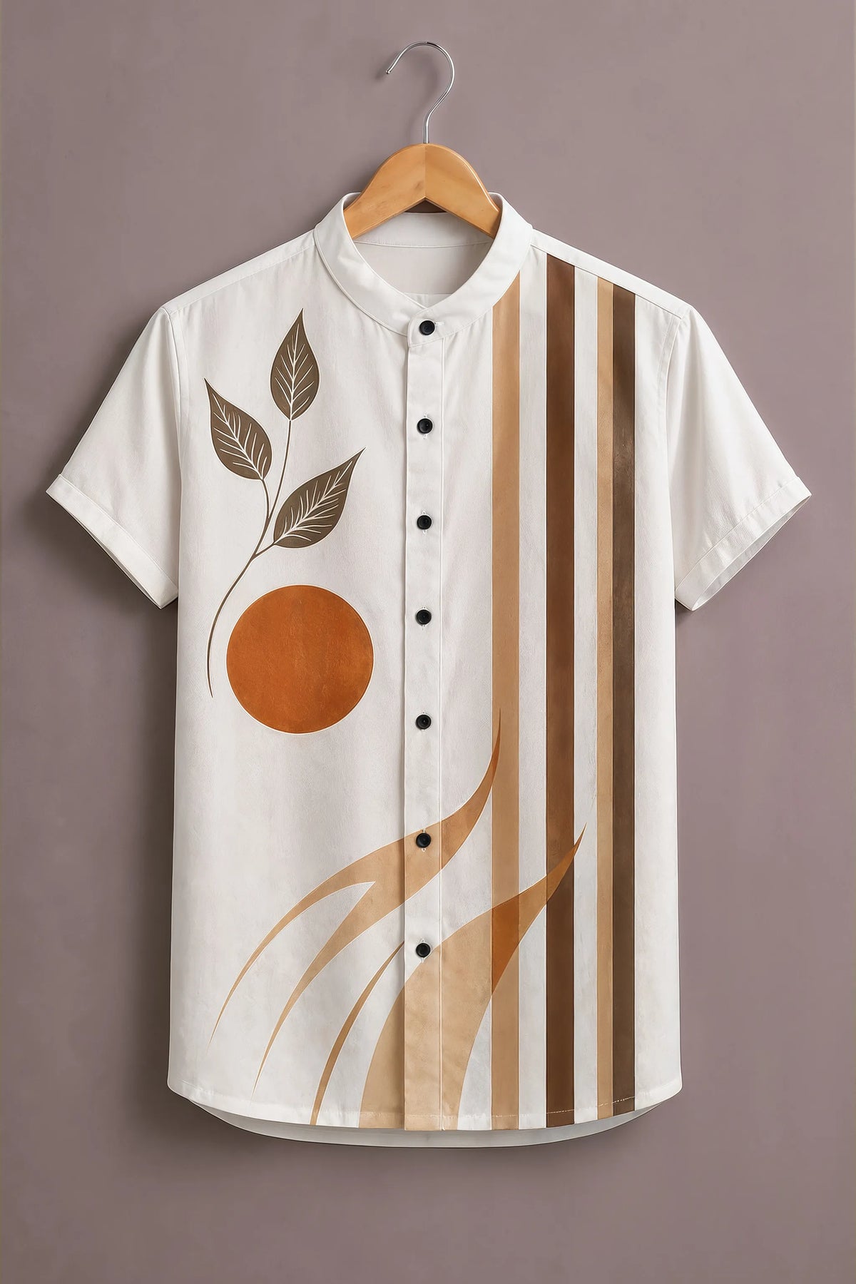 Brown Botanical Panel Shirt