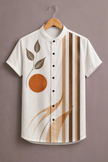 Brown Botanical Panel Shirt