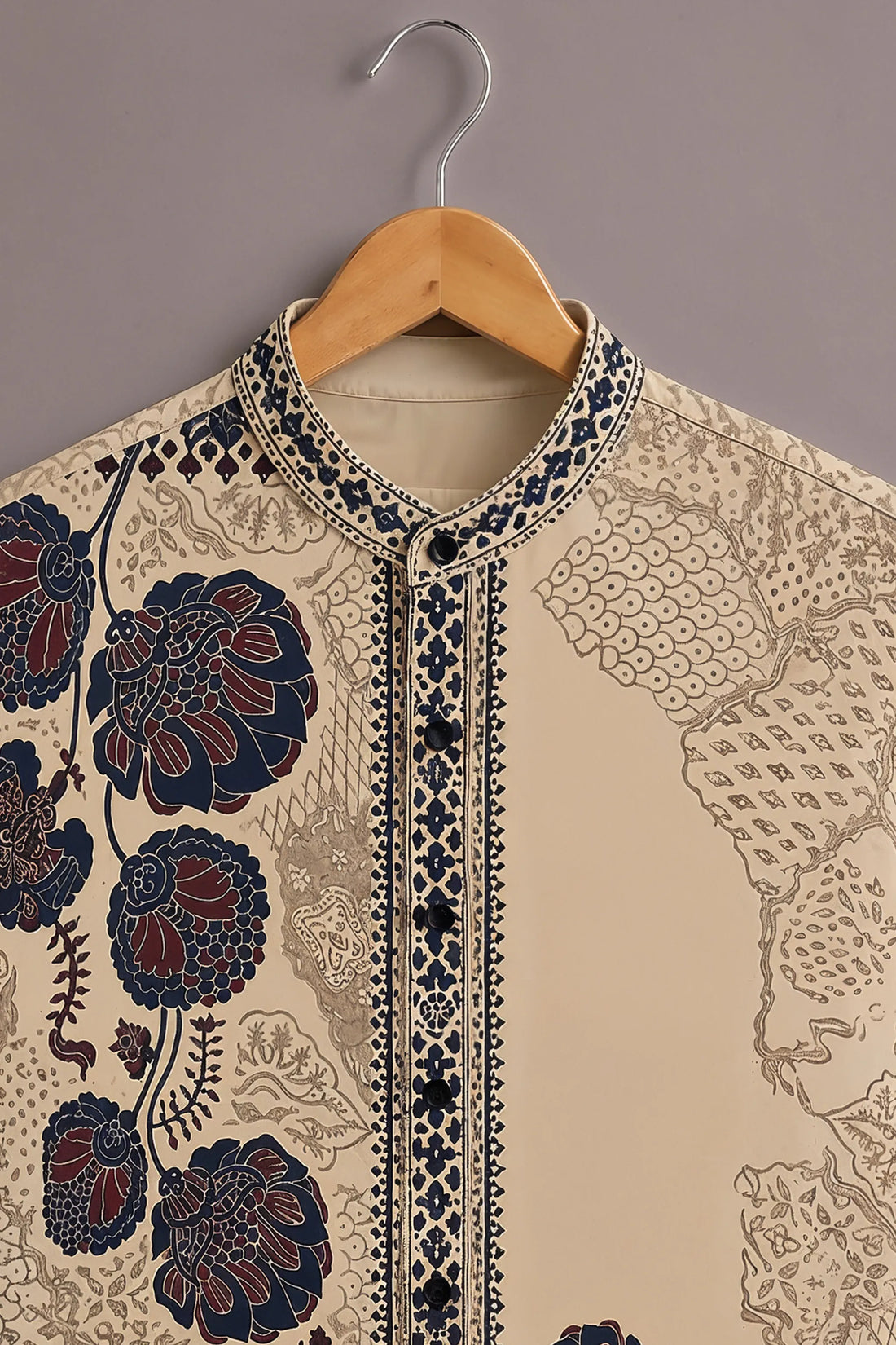cream flower print shirt