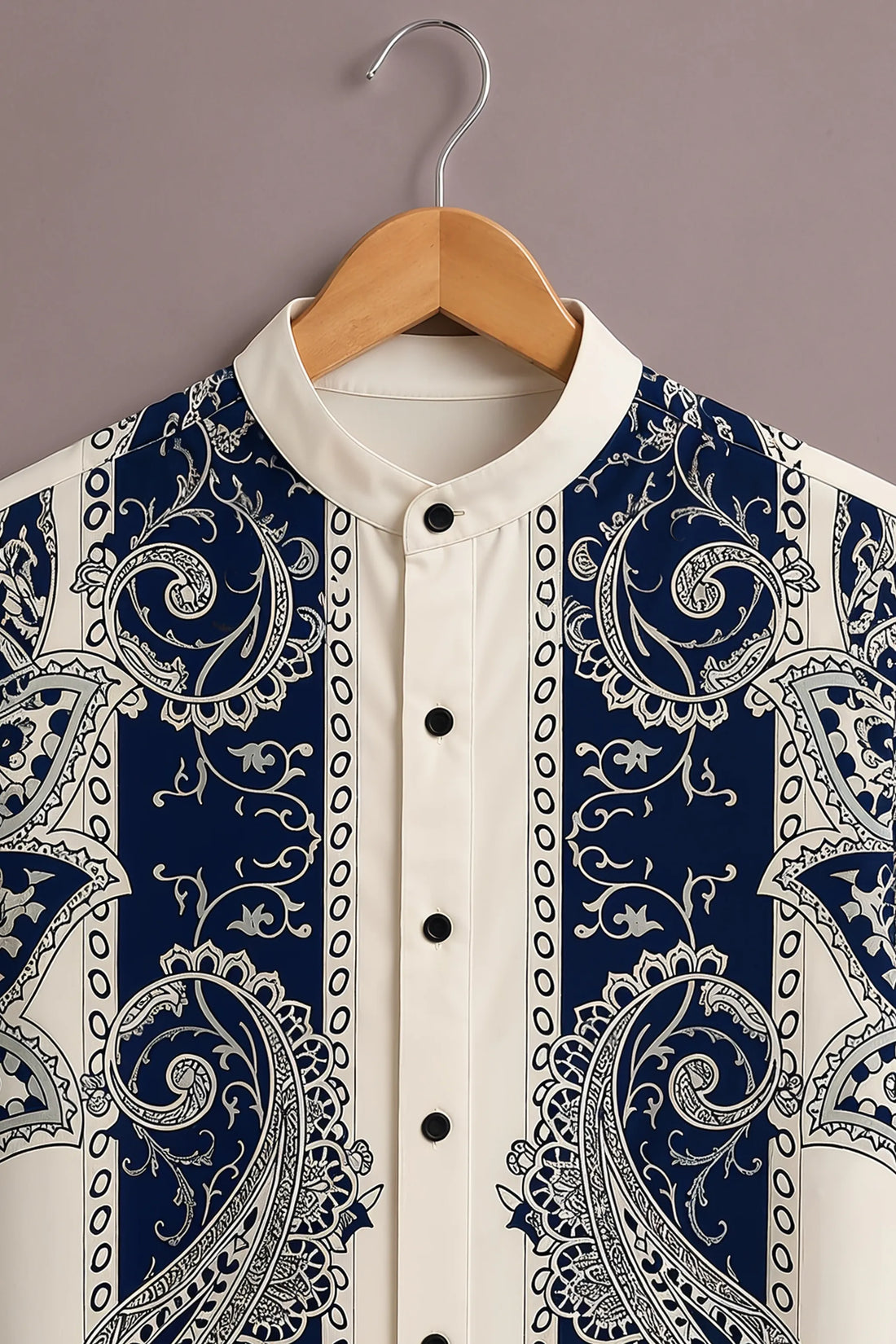 Navy Paisley Panel Shirt