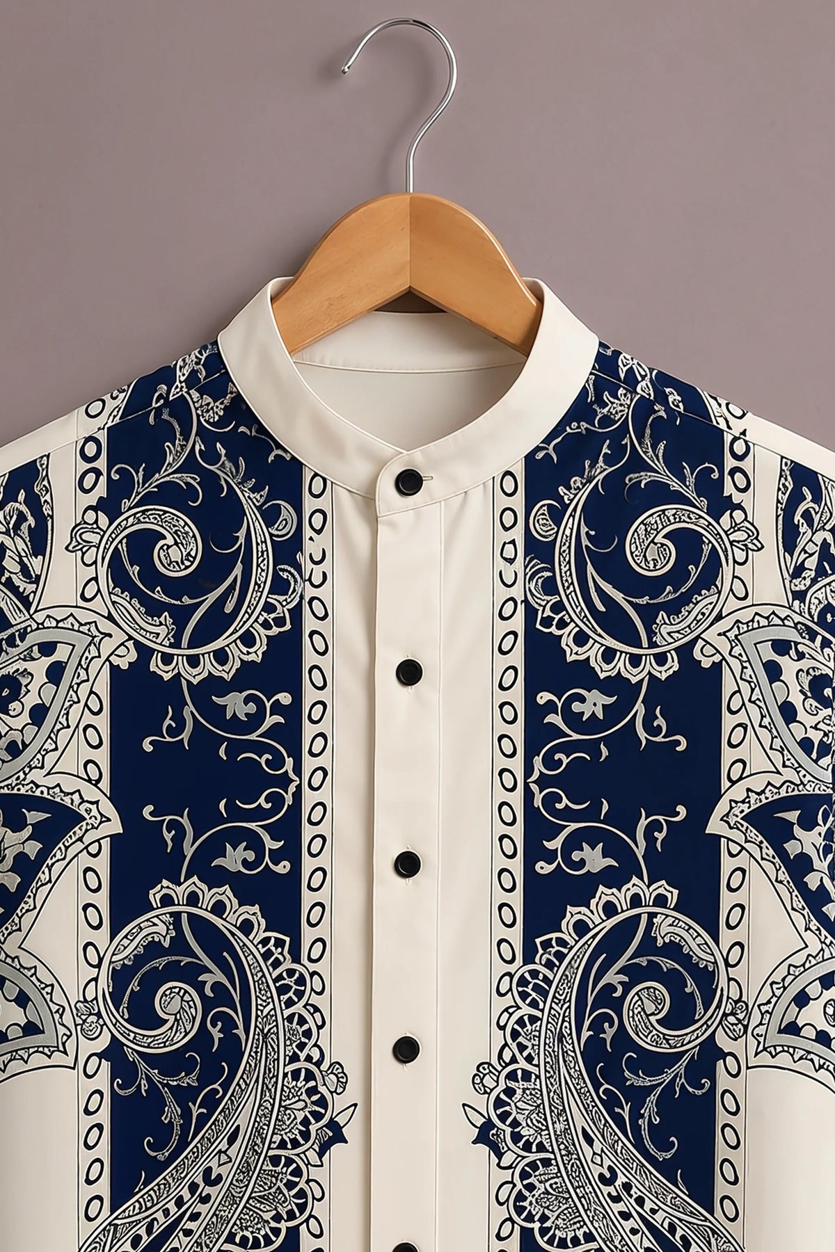 Navy Paisley Panel Shirt
