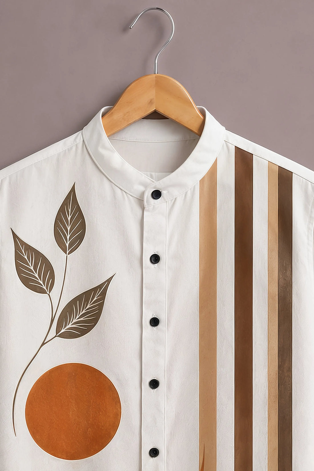 Brown Botanical Panel Shirt