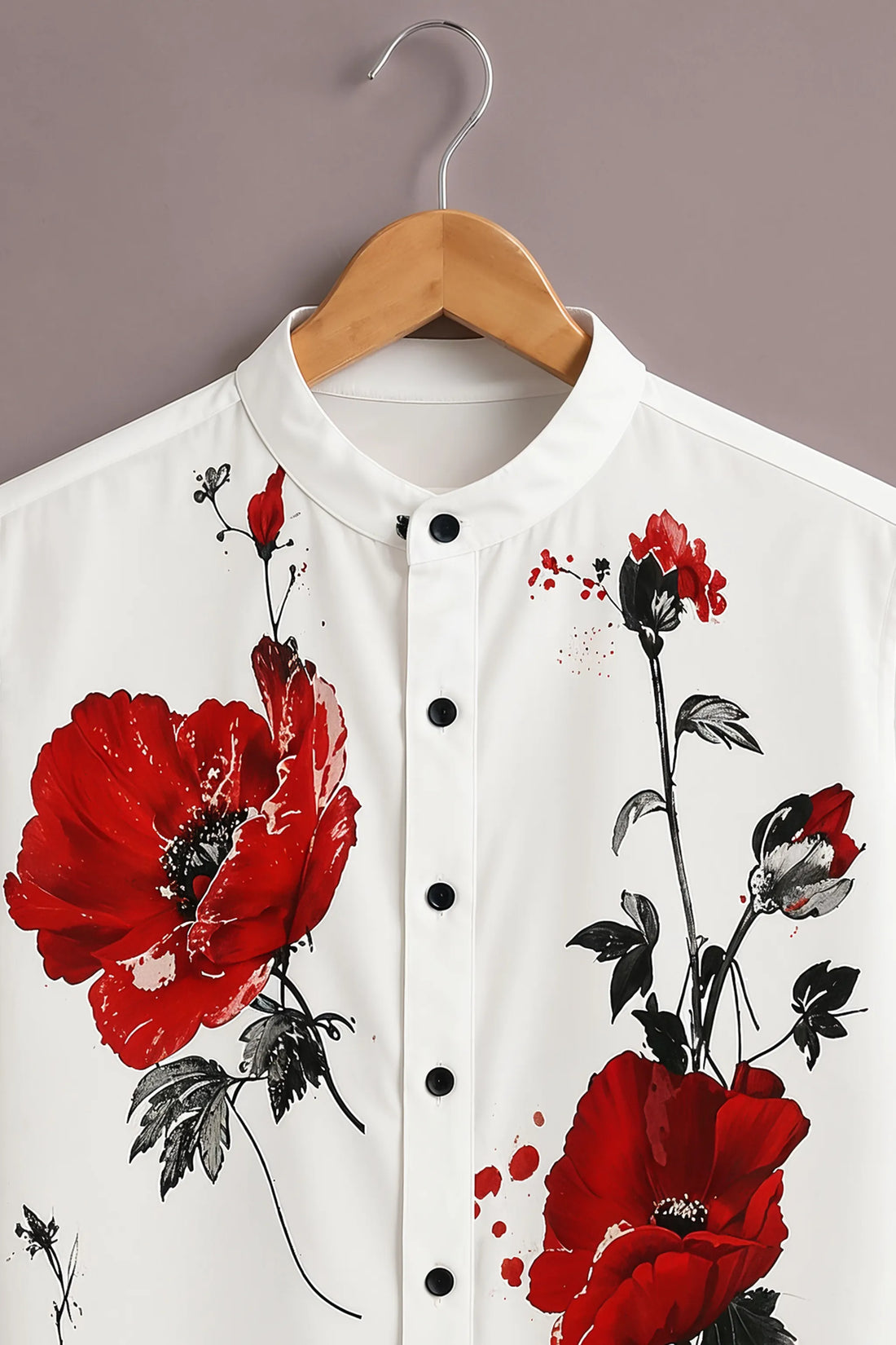 Red Blossom Print Shirt