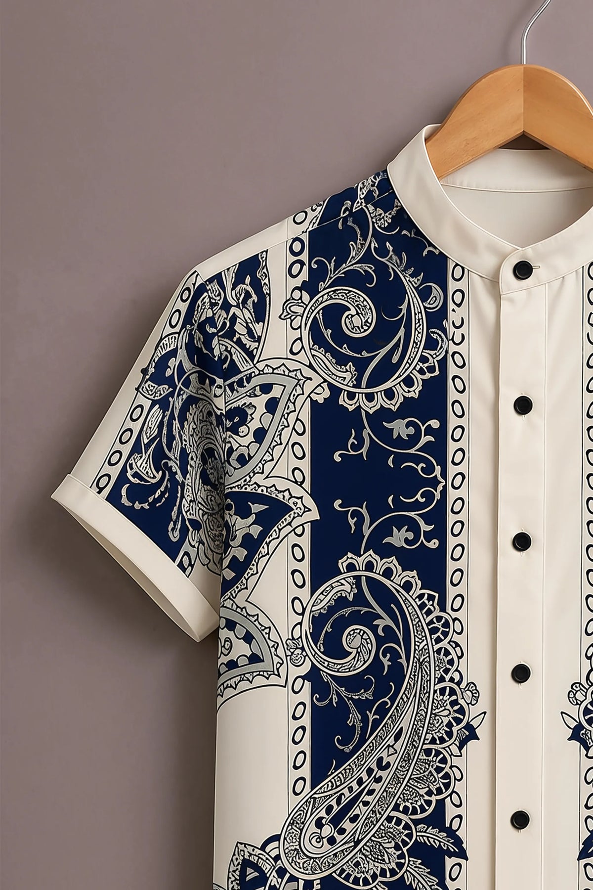 Navy Paisley Panel Shirt
