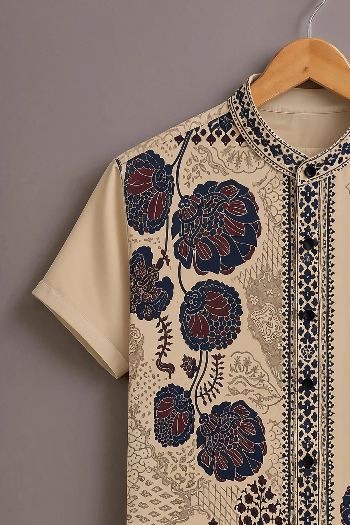 cream flower print shirt