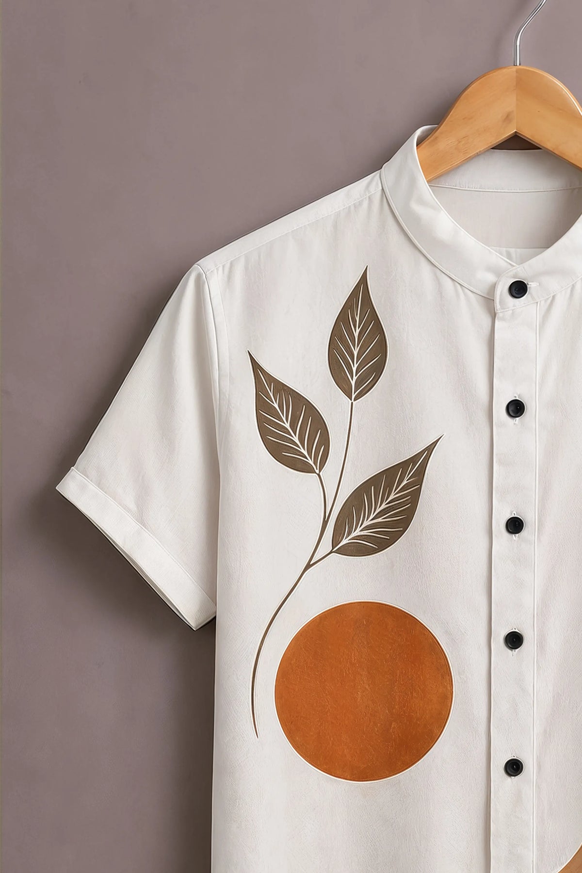 Brown Botanical Panel Shirt